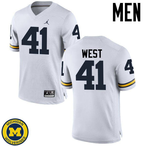 Mens Michigan Wolverines #41 Jacob West White Alumni Jersey